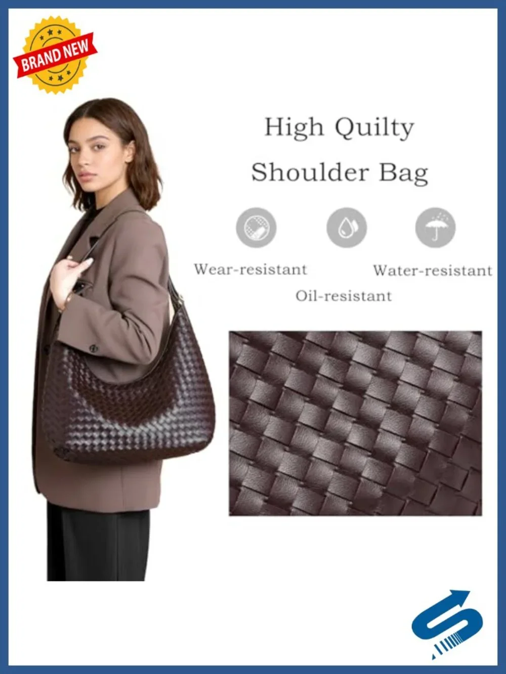 Woven Hobo Bag Large Vegan Leather Purse Crescent Shoulder Bag for Work Travel